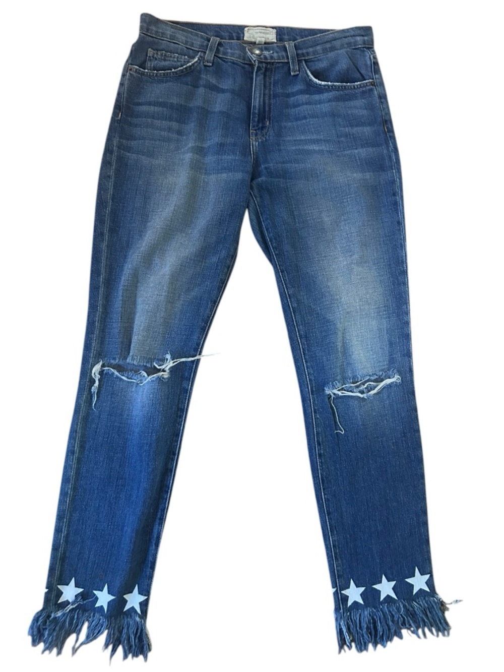 Current/Elliott Star Hem Distressed Jeans Anthropologie Frayed Ankle Sz 28
